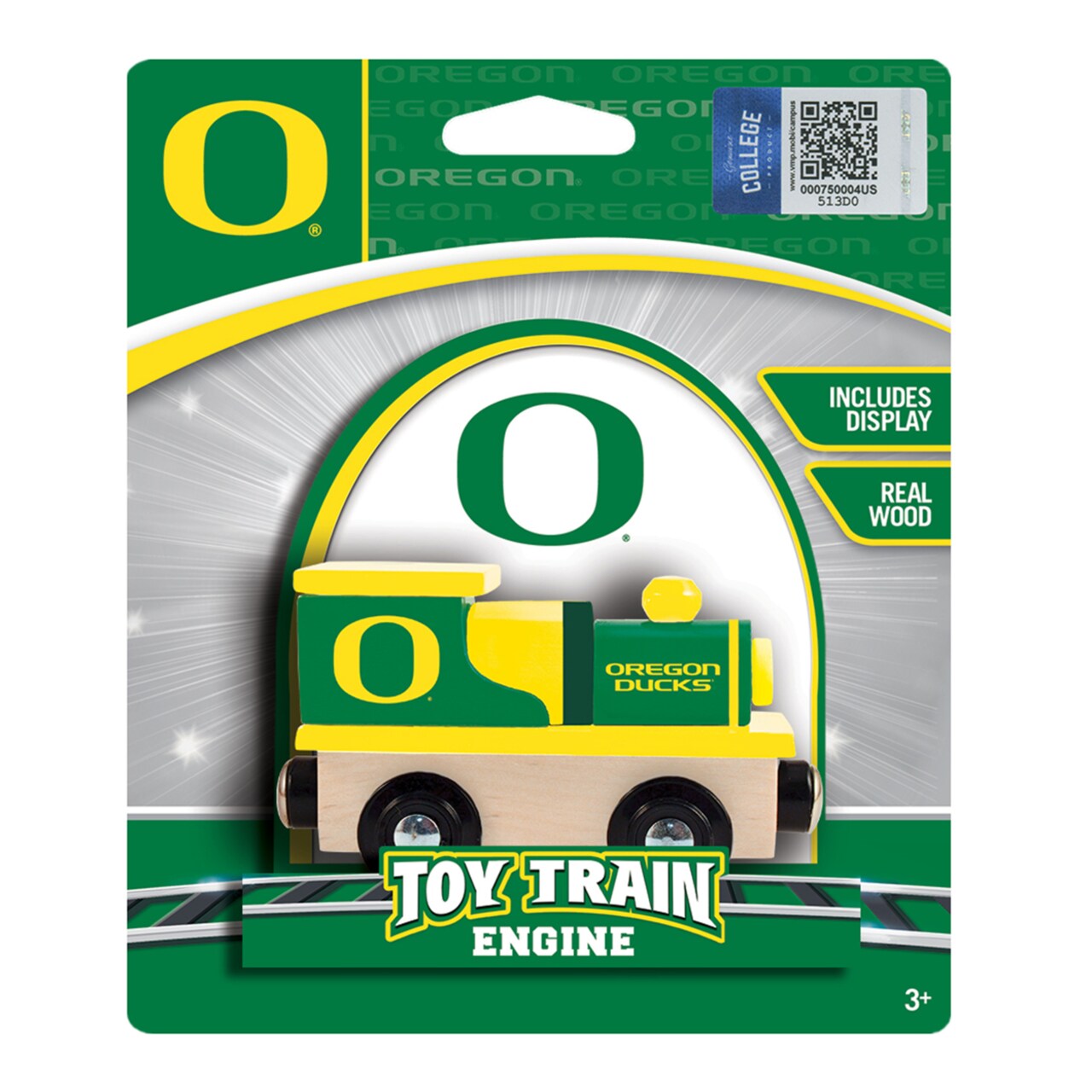 Masterpieces Officially Licensed NCAA Oregon Ducks Wooden Toy Train Engine For Kids
